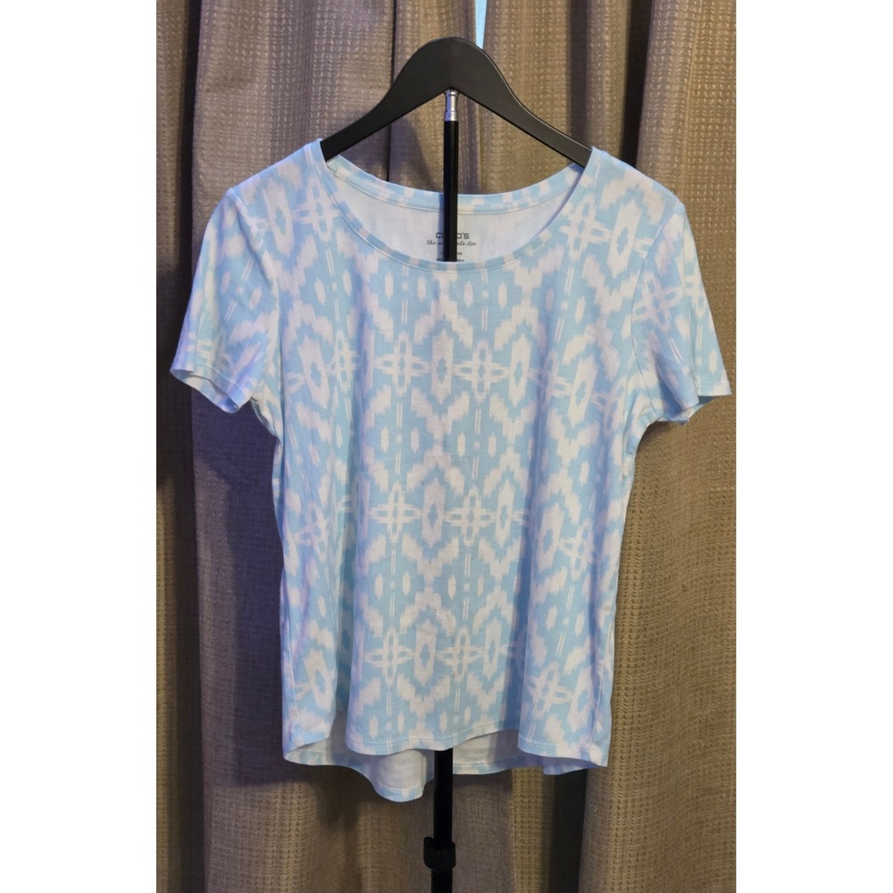 Chico's The Ultimate Tee Short Sleeve Scoop Neck Blouse Women's Size 2‎ (L/12)